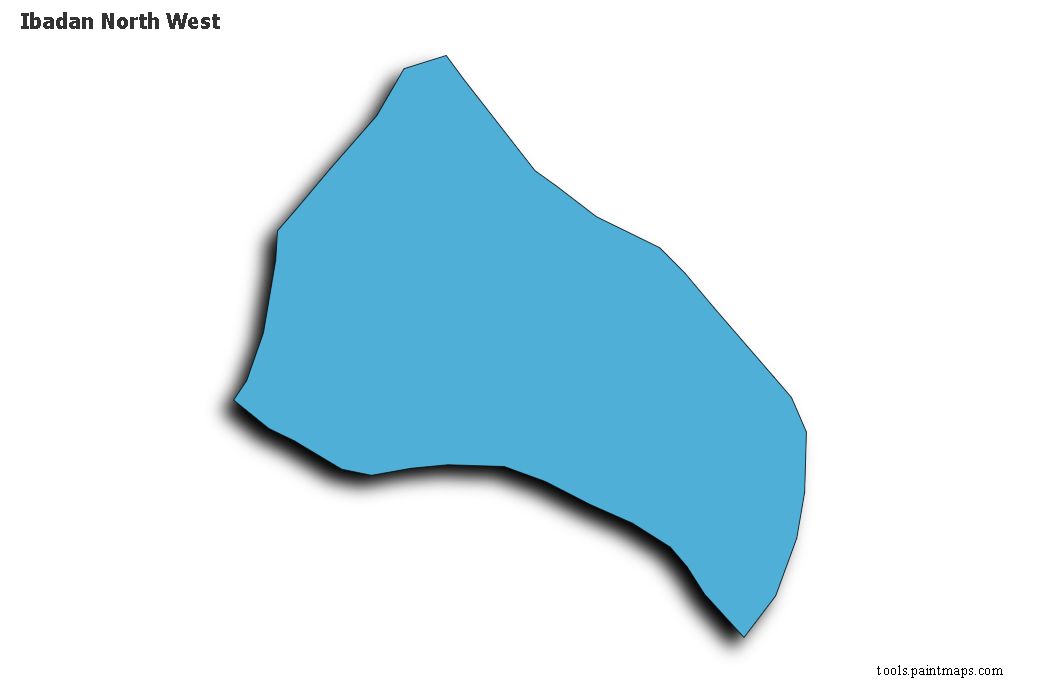 Mapa de Ibadan North West con efecto de sombra 3D