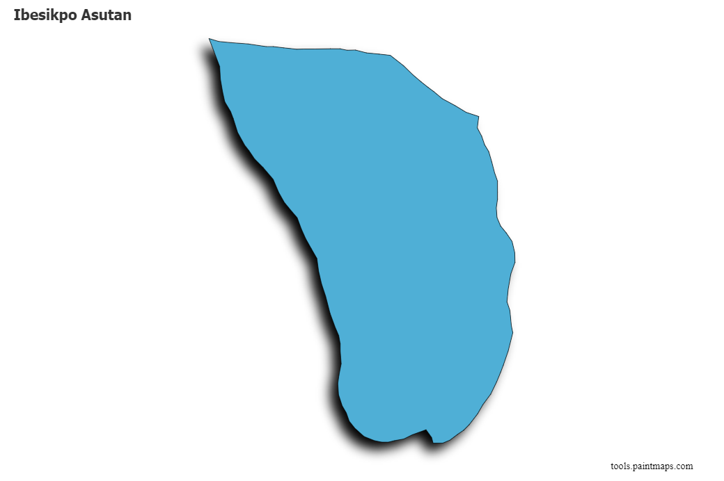 Mapa de Ibesikpo Asutan con efecto de sombra 3D