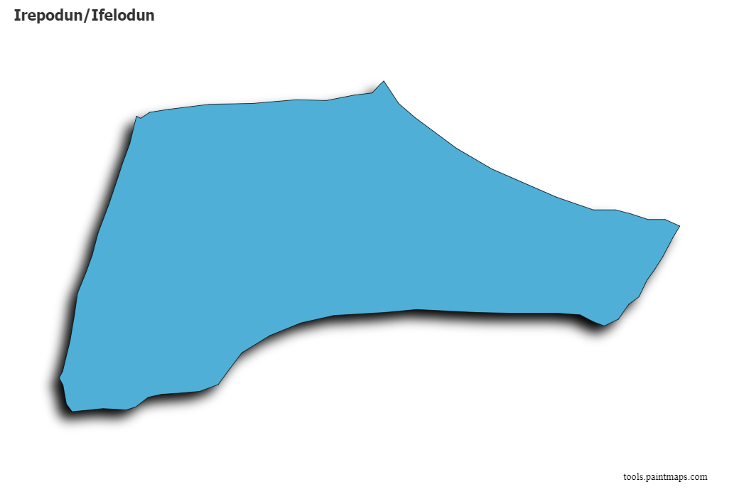 Mapa de Irepodun/Ifelodun con efecto de sombra 3D