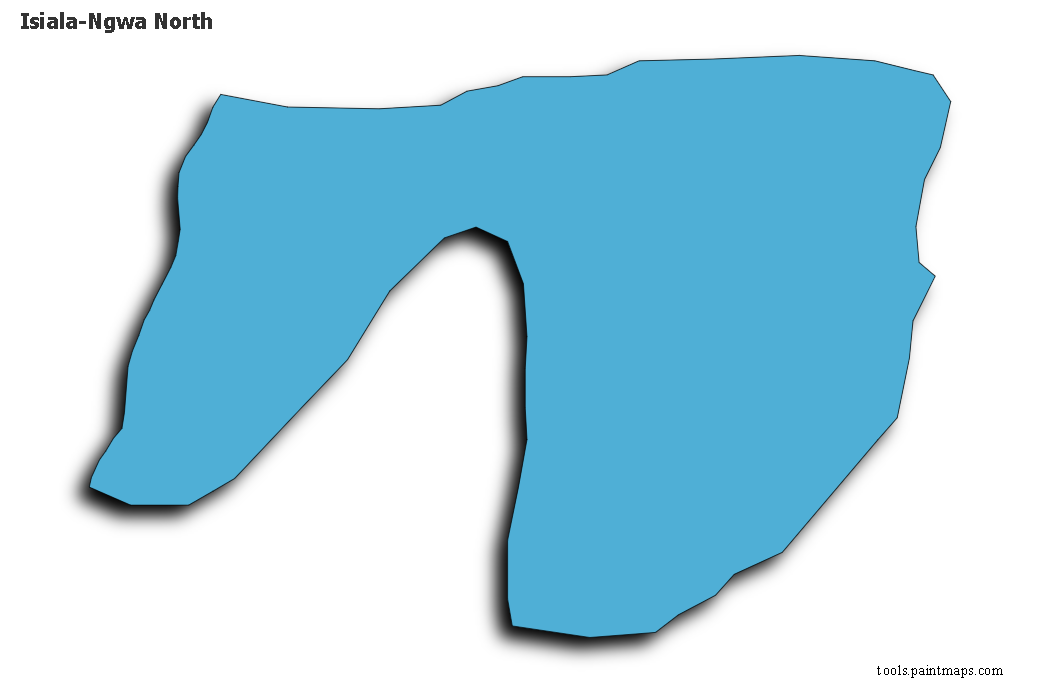 Mapa de Isiala-Ngwa North con efecto de sombra 3D