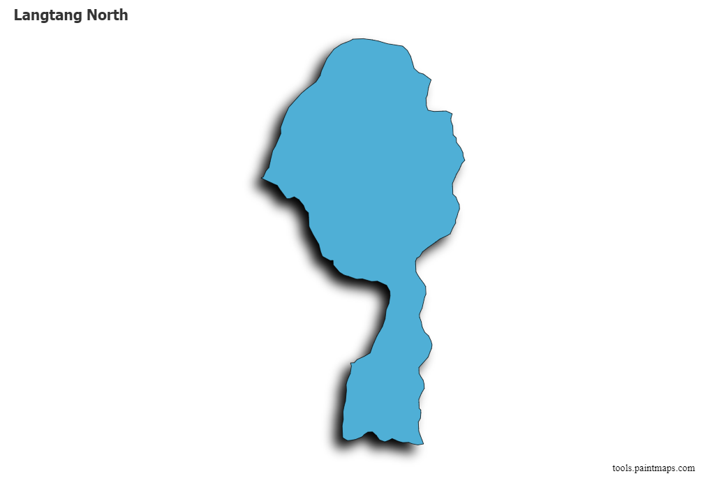 Mapa de Langtang North con efecto de sombra 3D