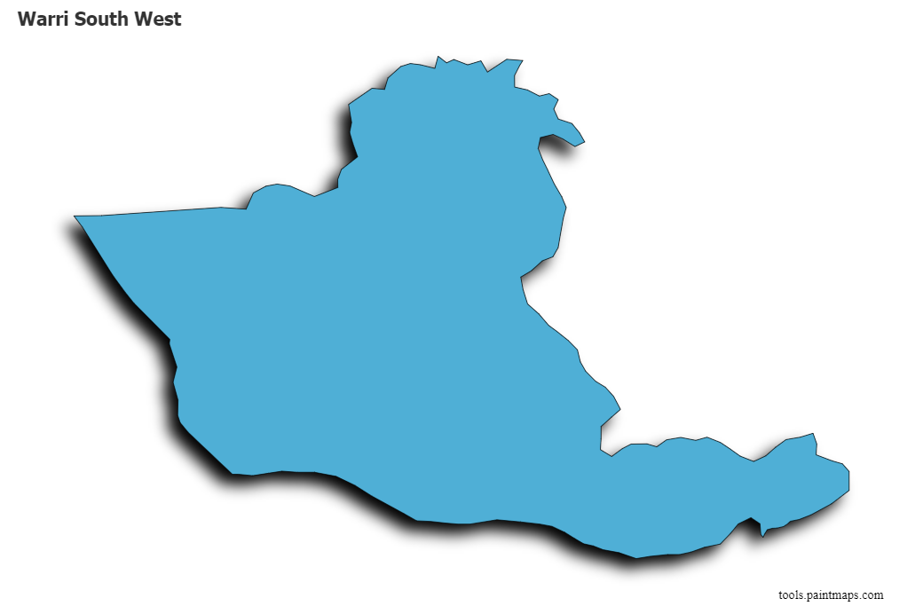 Warri South West map with 3d shadow effect