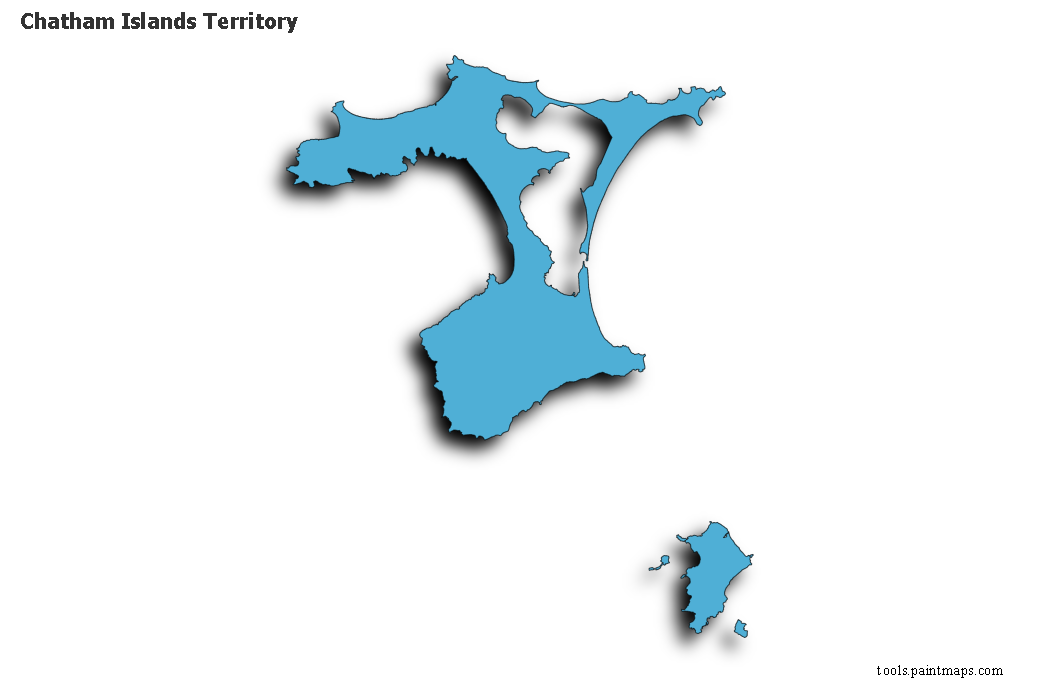 Mapa de Chatham Islands Territory con efecto de sombra 3D