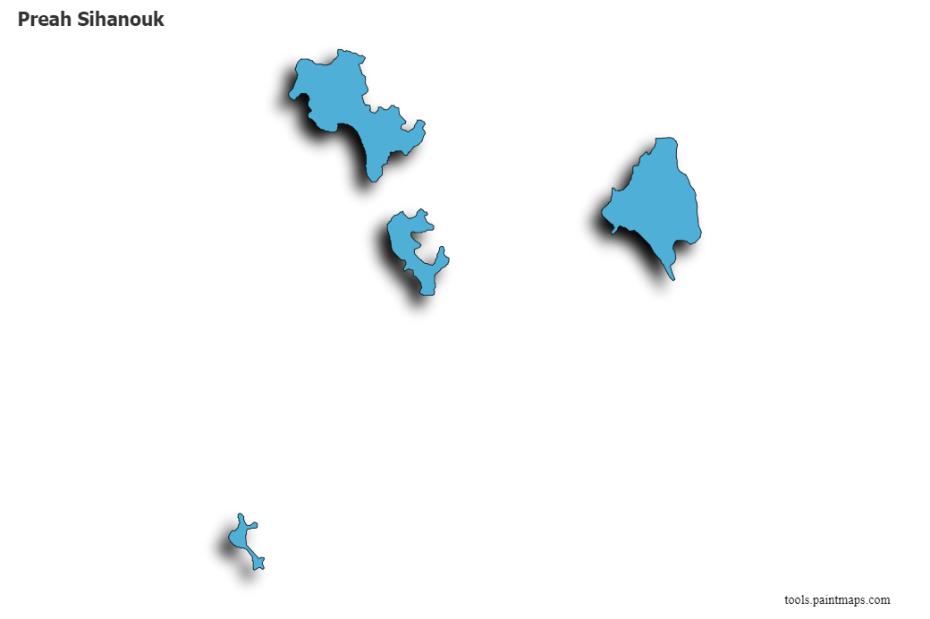 Preah Sihanouk map with 3d shadow effect