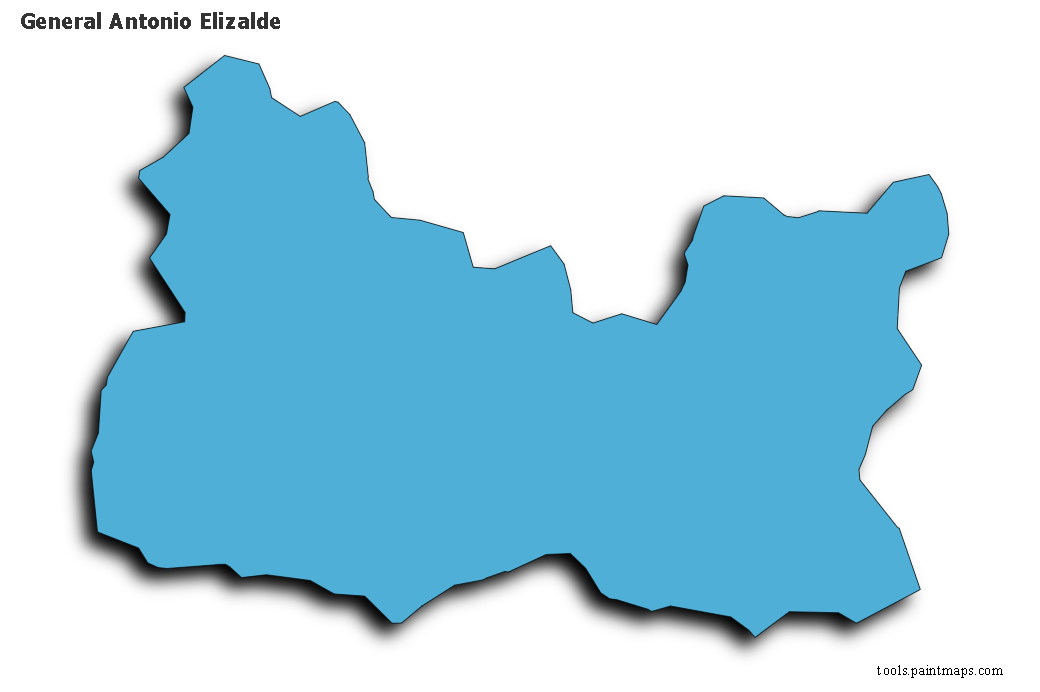 Mapa de General Antonio Elizalde con efecto de sombra 3D