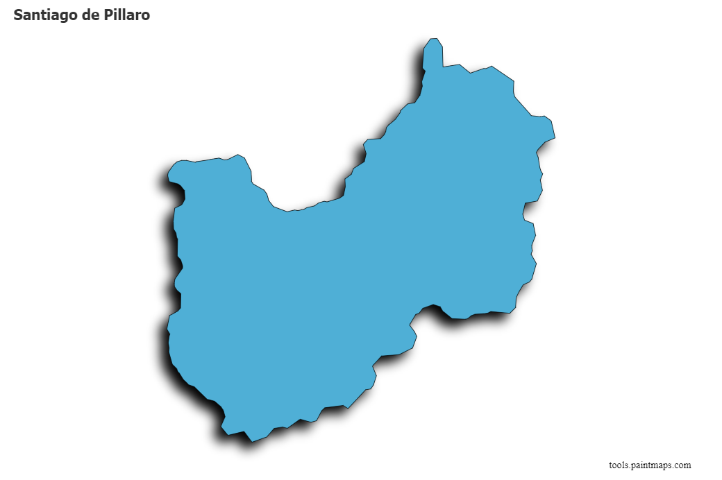 Mapa de Santiago de Pillaro con efecto de sombra 3D