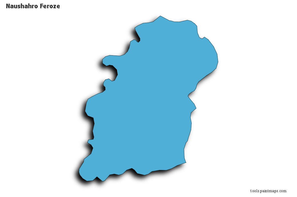 Mapa de Naushahro Feroze con efecto de sombra 3D