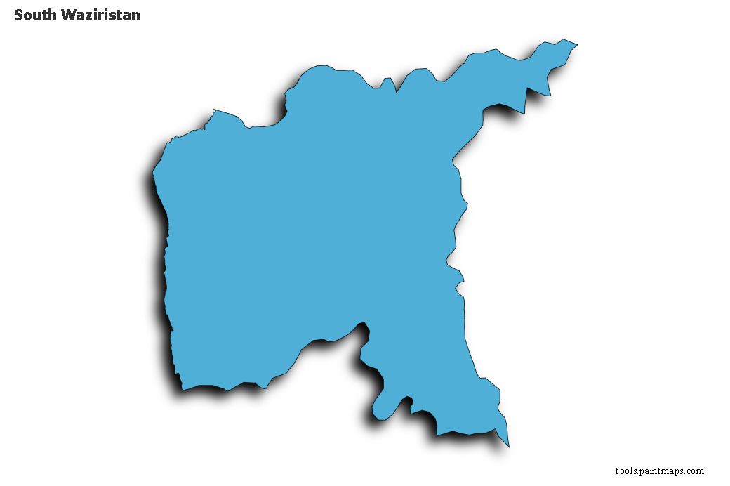 South Waziristan map with 3d shadow effect