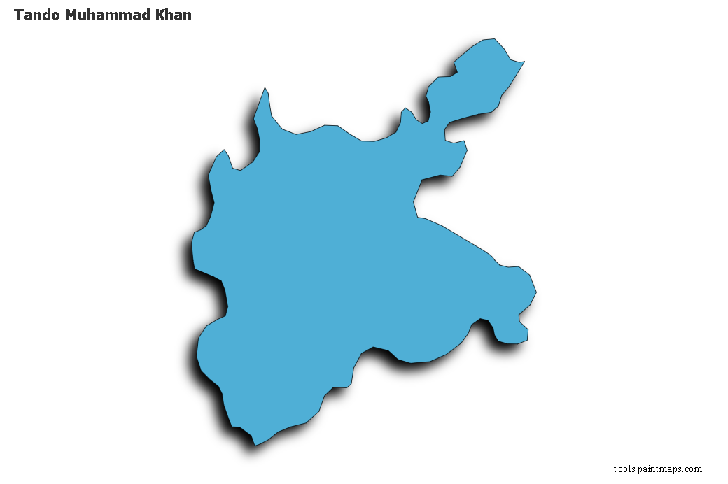 Tando Muhammad Khan map with 3d shadow effect