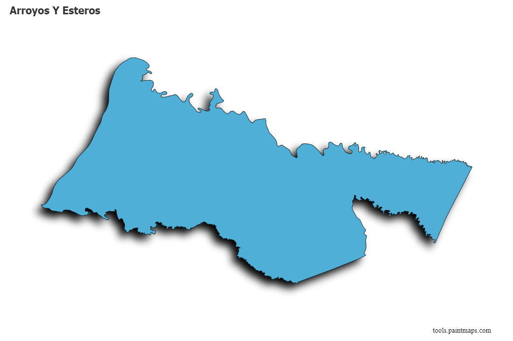 3D gölge efektli Arroyos Y Esteros haritası