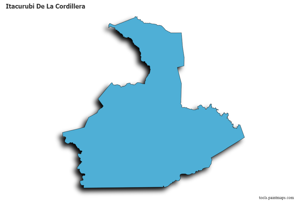 3D gölge efektli Itacurubi De La Cordillera haritası