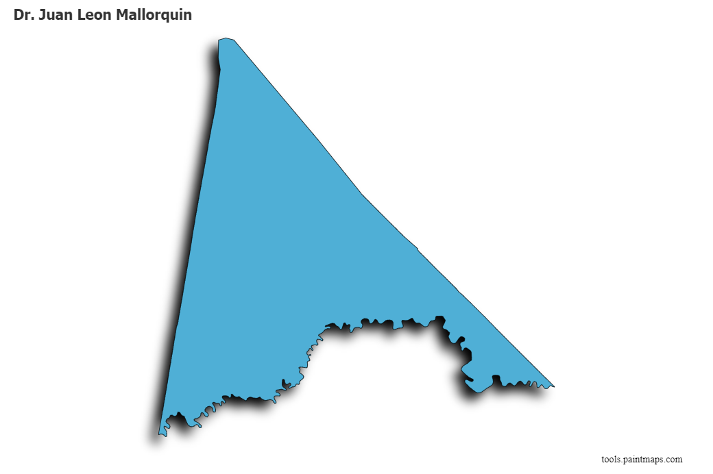 Doctor Juan León Mallorquín map with 3d shadow effect