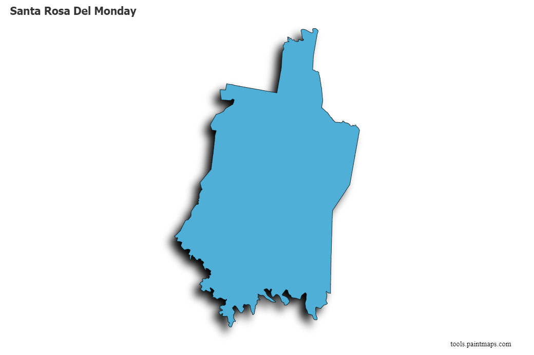 Mapa de Santa Rosa Del Monday con efecto de sombra 3D