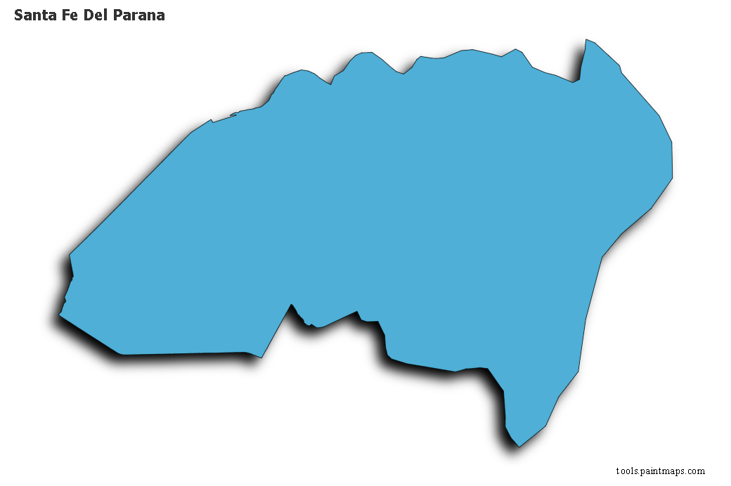 Mapa de Santa Fe Del Parana con efecto de sombra 3D