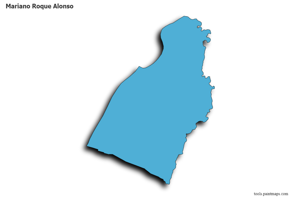 Mapa de Mariano Roque Alonso con efecto de sombra 3D