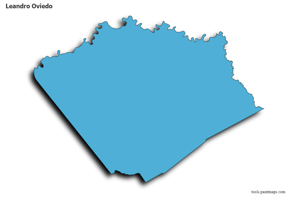 Mapa de Leandro Oviedo con efecto de sombra 3D