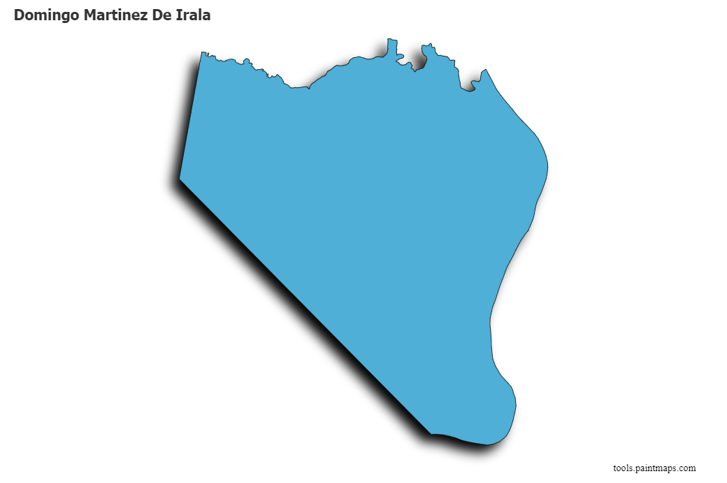 Mapa de Domingo Martinez De Irala con efecto de sombra 3D