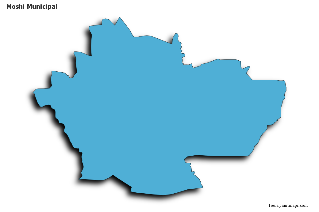 Mapa de Moshi Municipal con efecto de sombra 3D