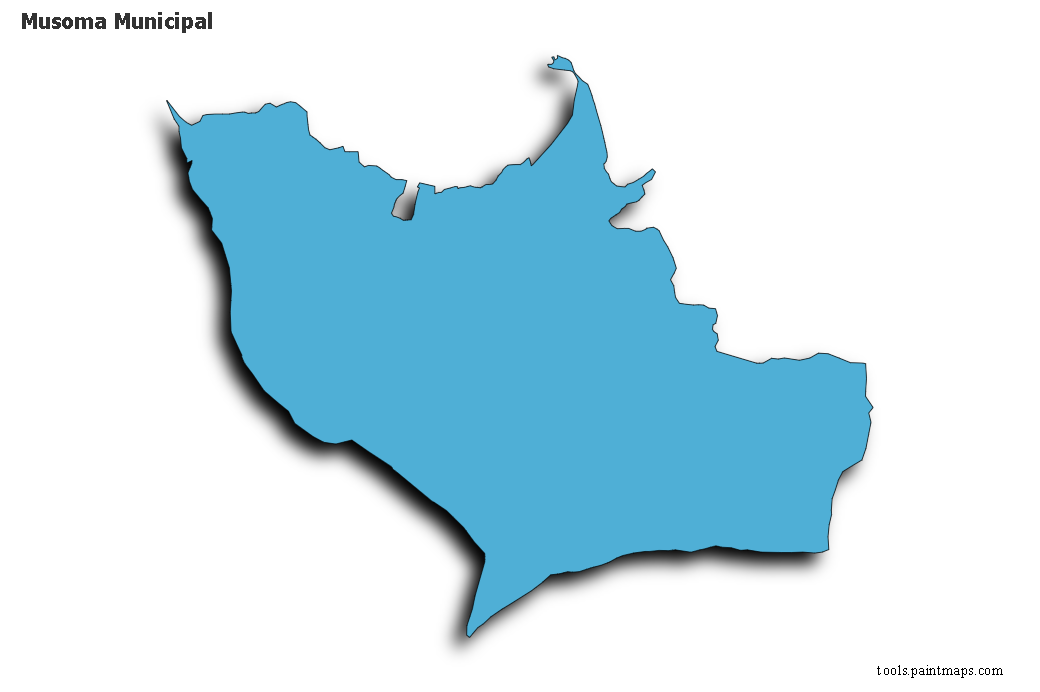 Musoma Municipal map with 3d shadow effect