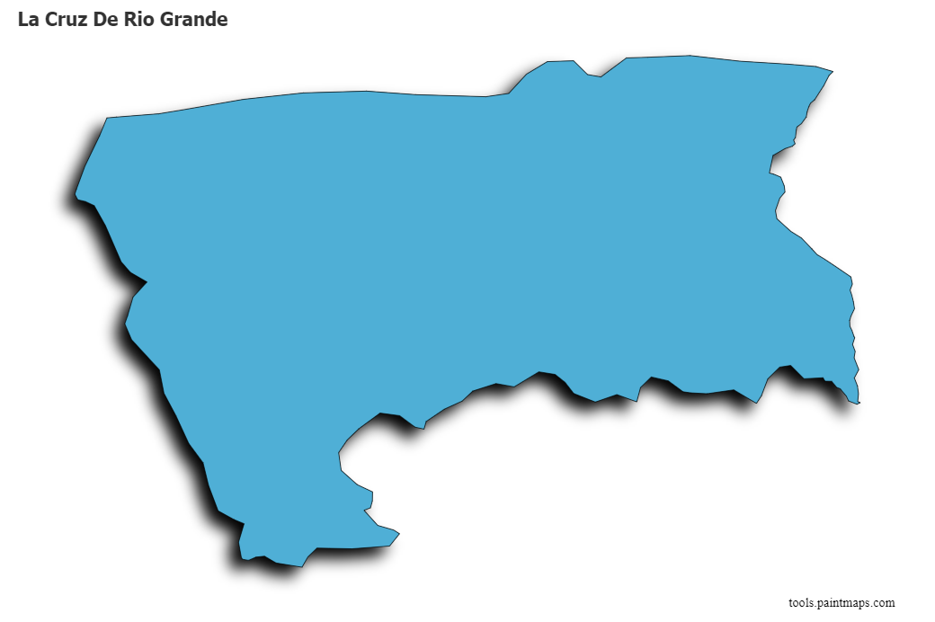 Mapa de La Cruz De Rio Grande con efecto de sombra 3D