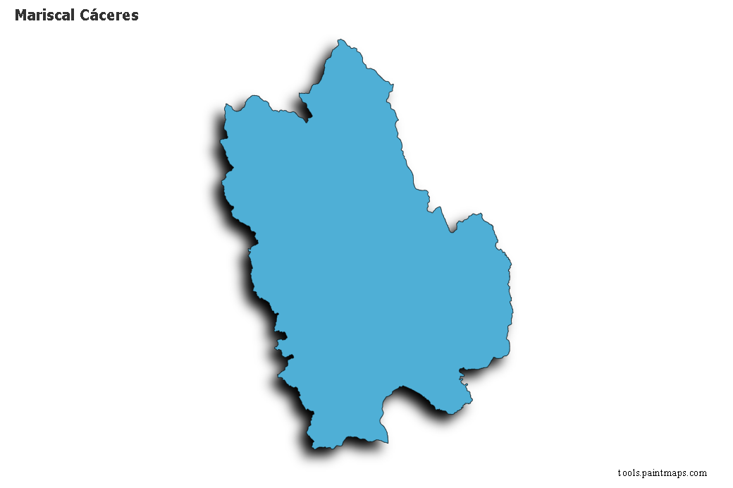 Mapa de Mariscal Cáceres con efecto de sombra 3D