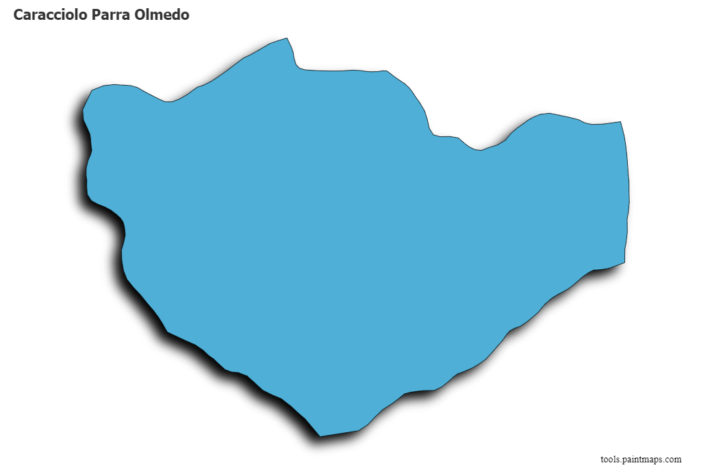 Mapa de Caracciolo Parra Olmedo con efecto de sombra 3D