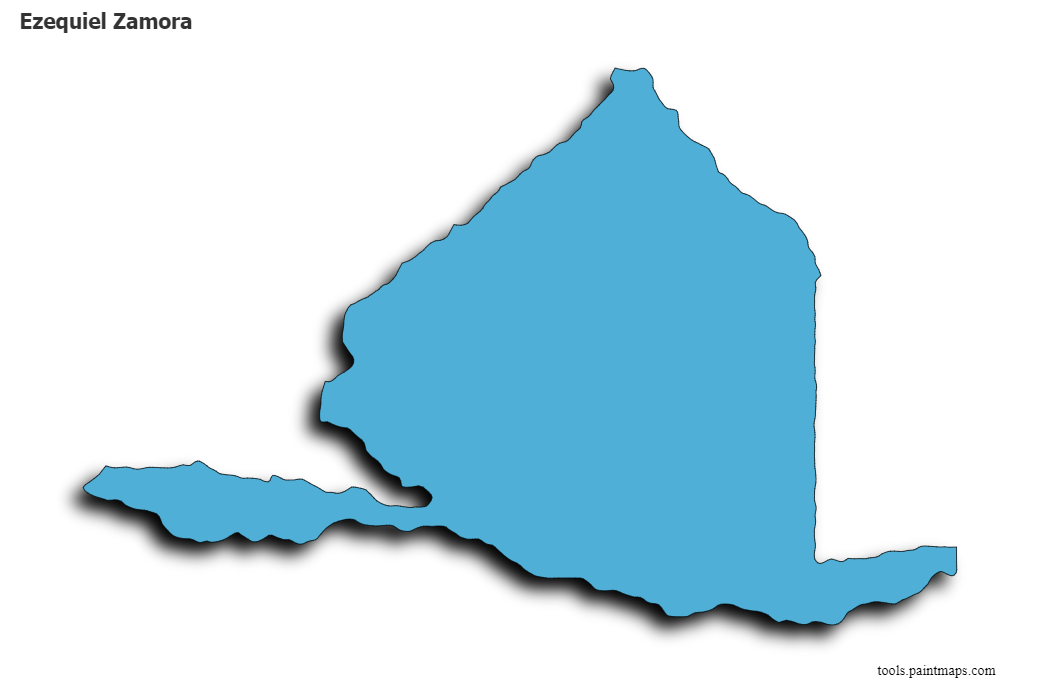 Mapa de Ezequiel Zamora con efecto de sombra 3D