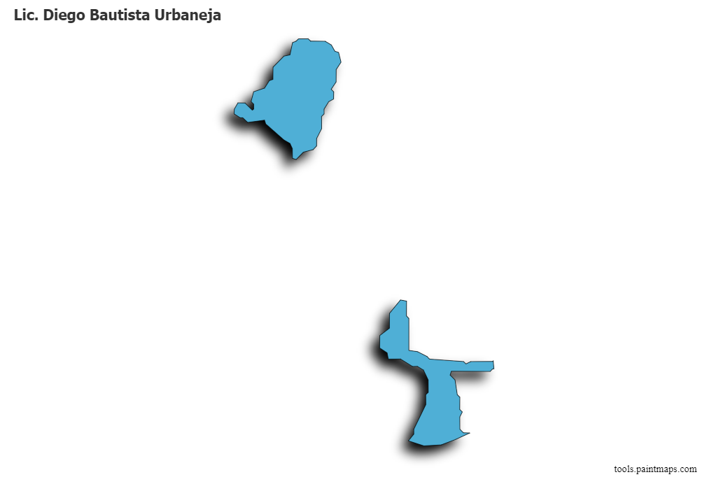 Lic. Diego Bautista Urbaneja map with 3d shadow effect