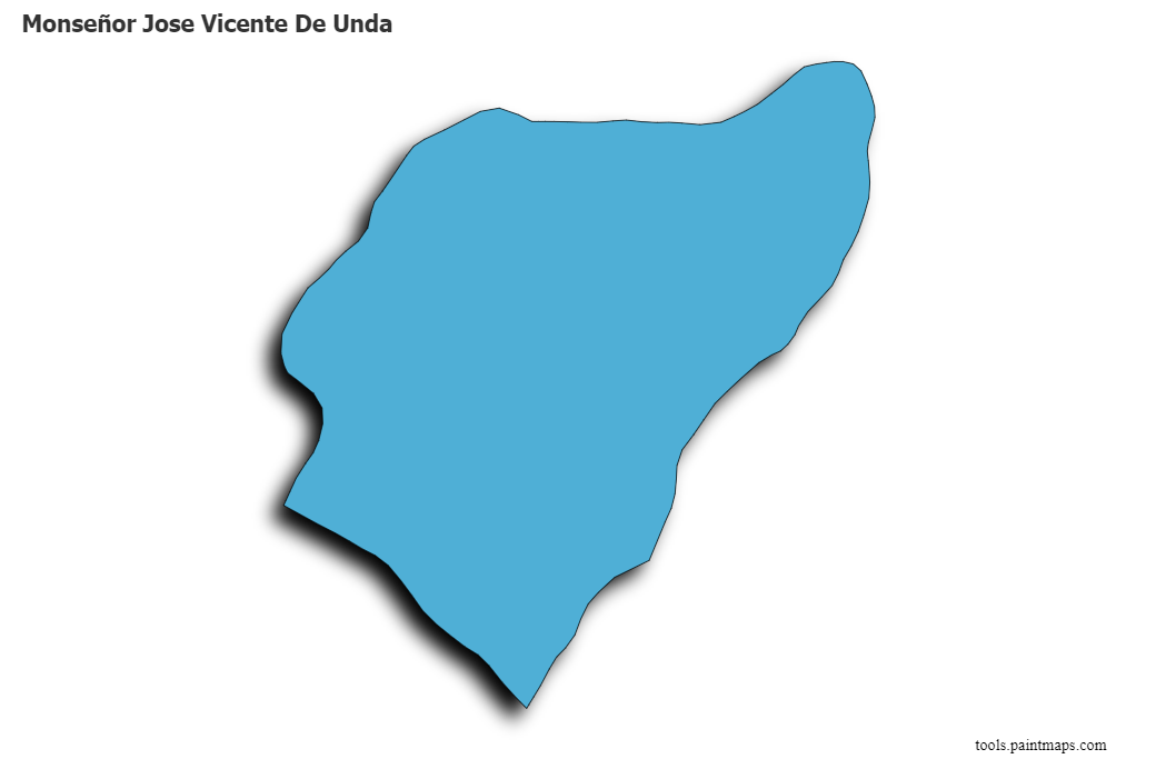 Monseñor José Vicente de Unda map with 3d shadow effect