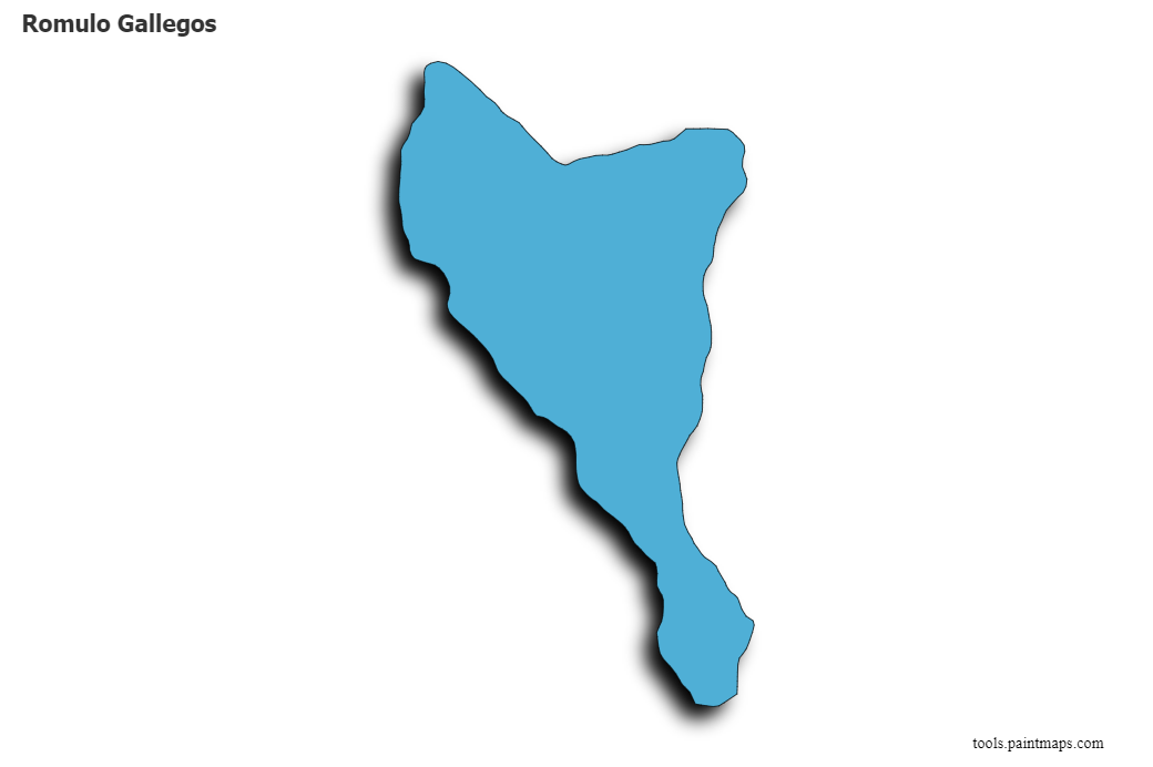 Mapa de Romulo Gallegos con efecto de sombra 3D