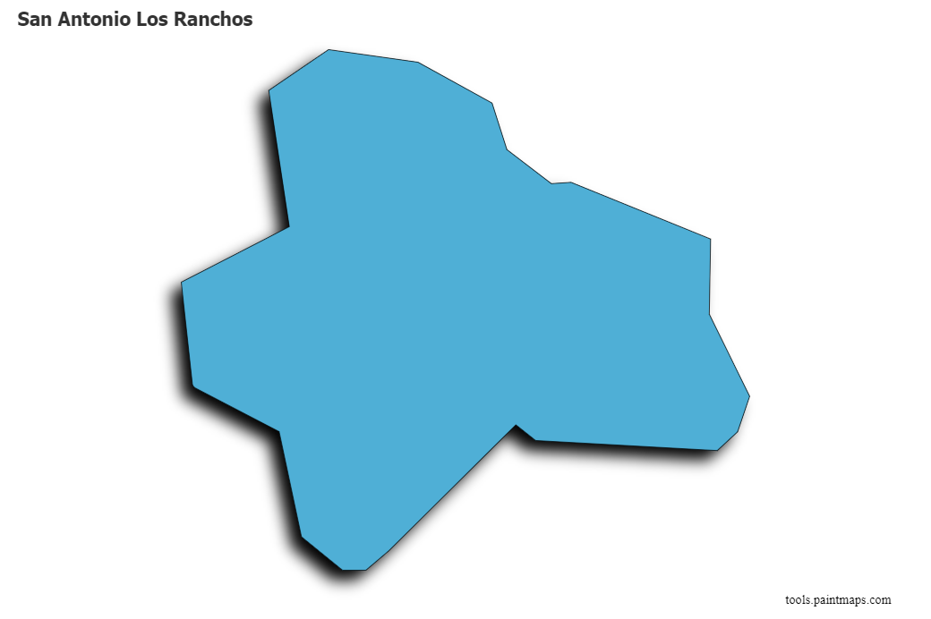 Mapa de San Antonio Los Ranchos con efecto de sombra 3D