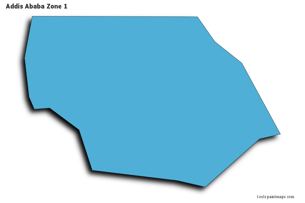 Mapa de Addis Ababa Zone 1 con efecto de sombra 3D