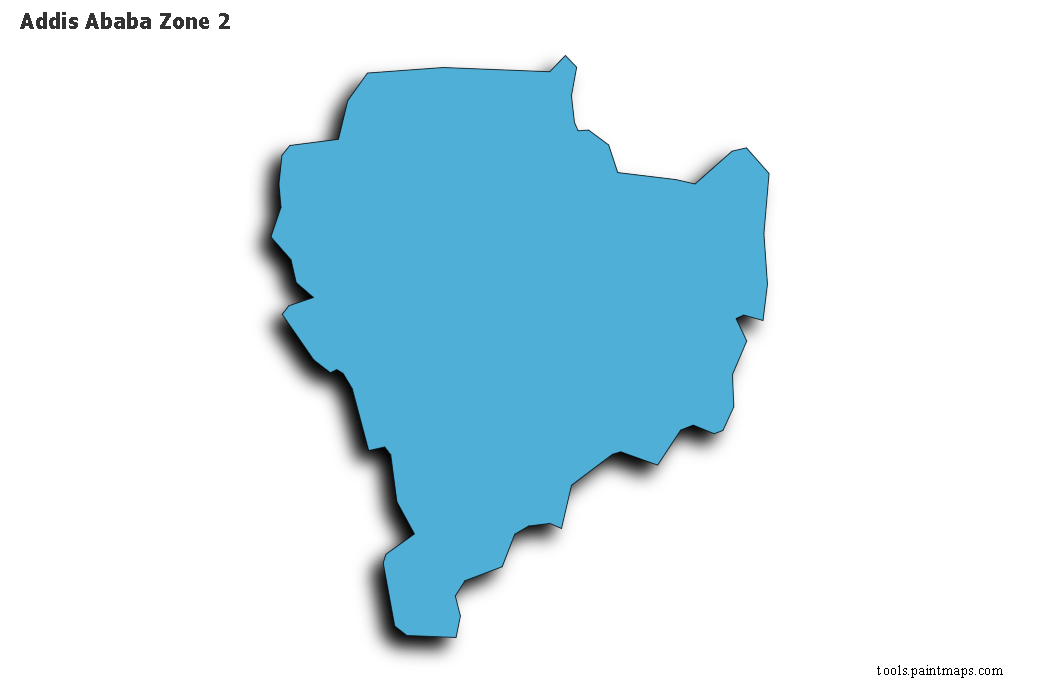 Mapa de Addis Ababa Zone 2 con efecto de sombra 3D