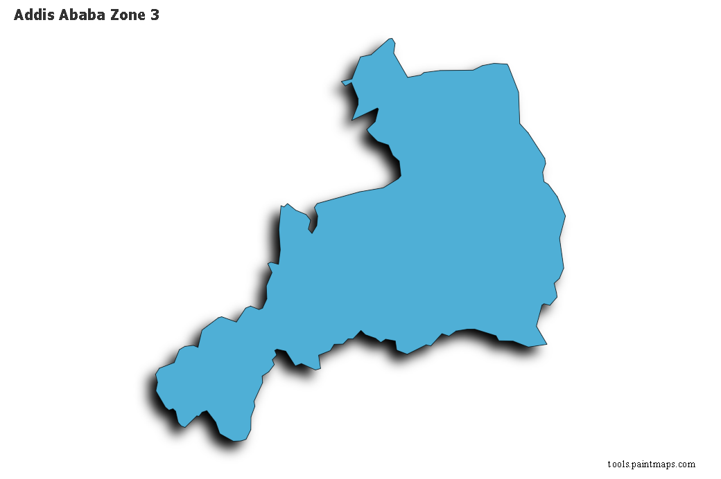 Mapa de Addis Ababa Zone 3 con efecto de sombra 3D