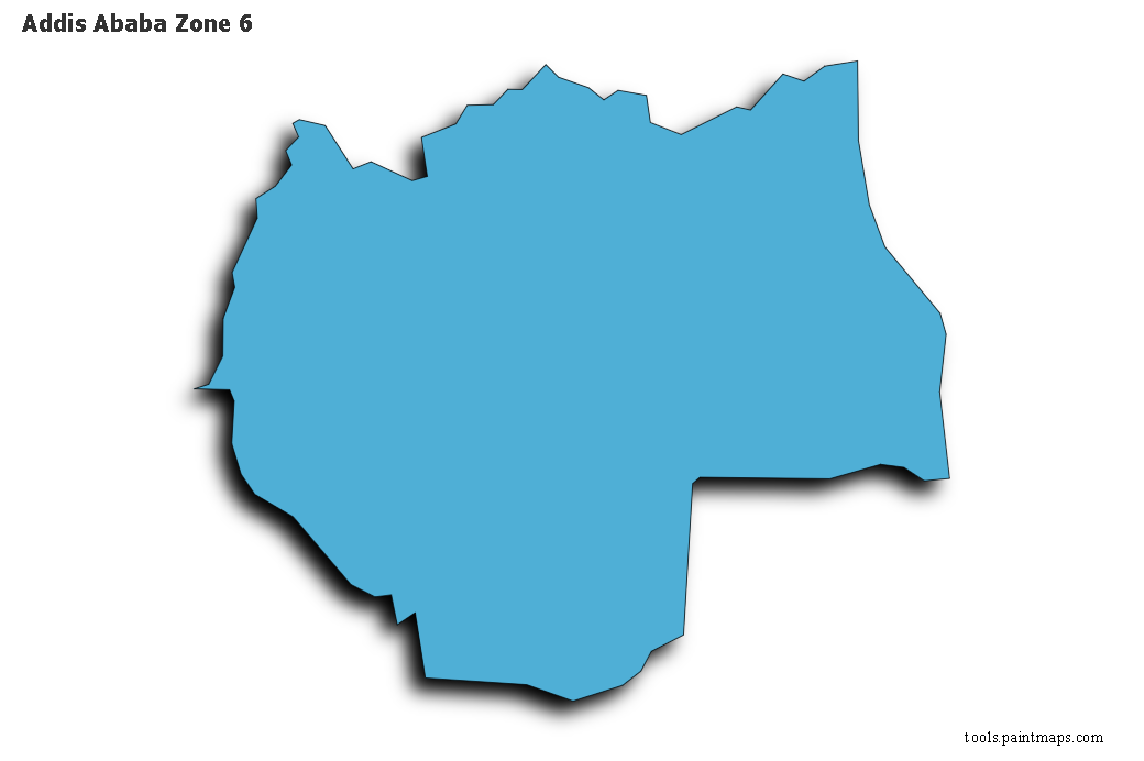 Mapa de Addis Ababa Zone 6 con efecto de sombra 3D