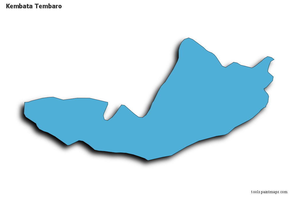 Mapa de Kembata Tembaro con efecto de sombra 3D