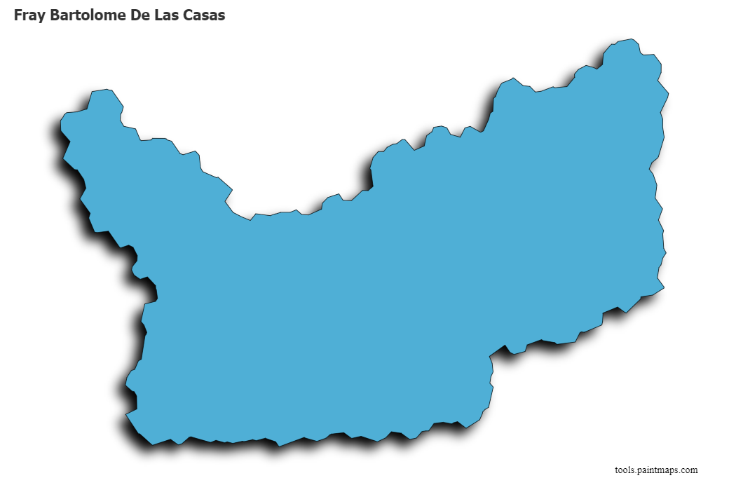 Mapa de Fray Bartolome De Las Casas con efecto de sombra 3D