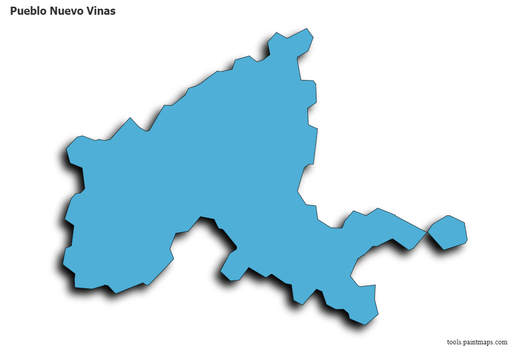 Mapa de Pueblo Nuevo Vinas con efecto de sombra 3D