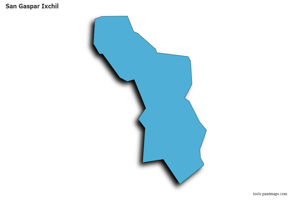 Mapa de San Gaspar Ixchil con efecto de sombra 3D