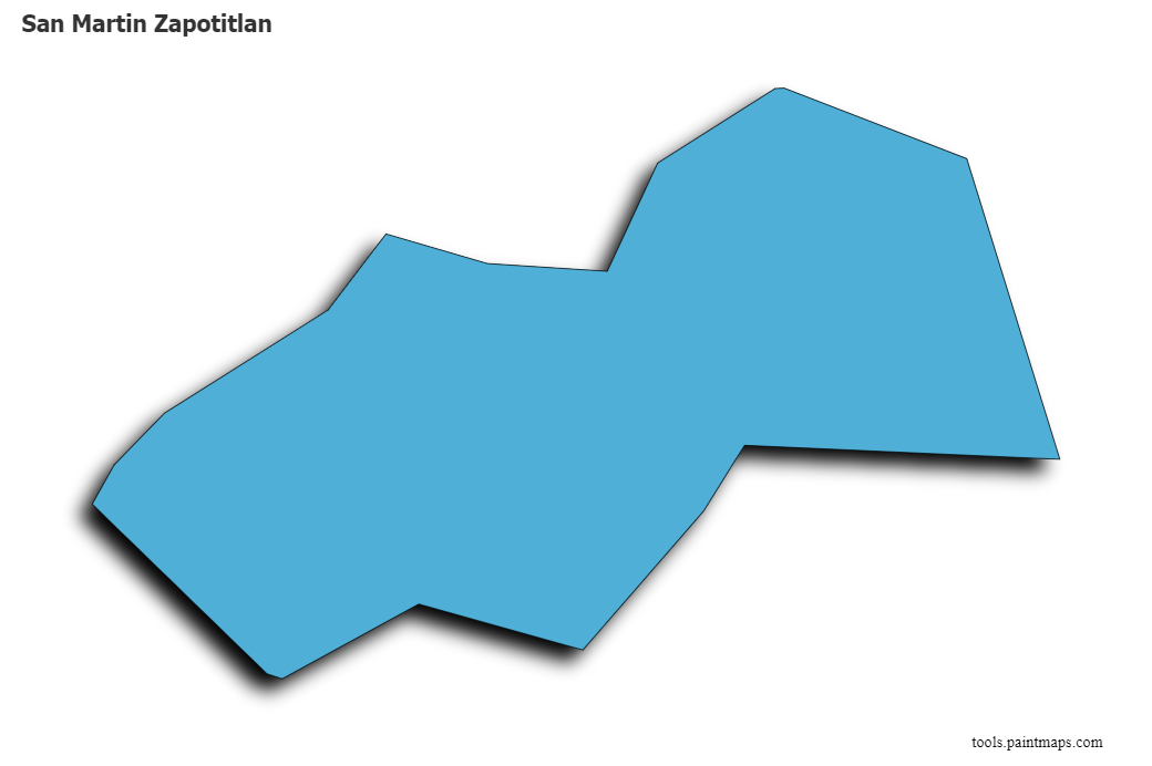 San Martín Zapotitlán map with 3d shadow effect