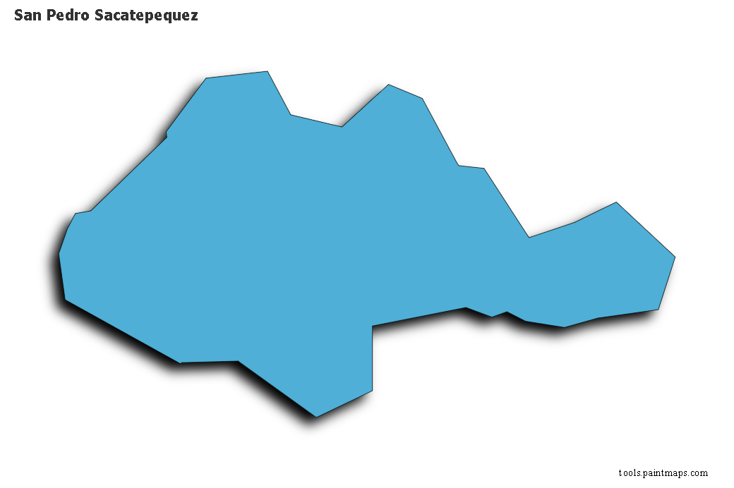 3D gölge efektli San Pedro Sacatepequez haritası