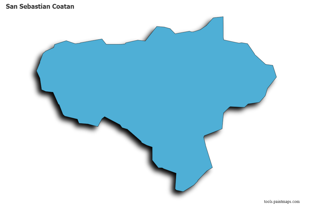 San Sebastián Coatán map with 3d shadow effect