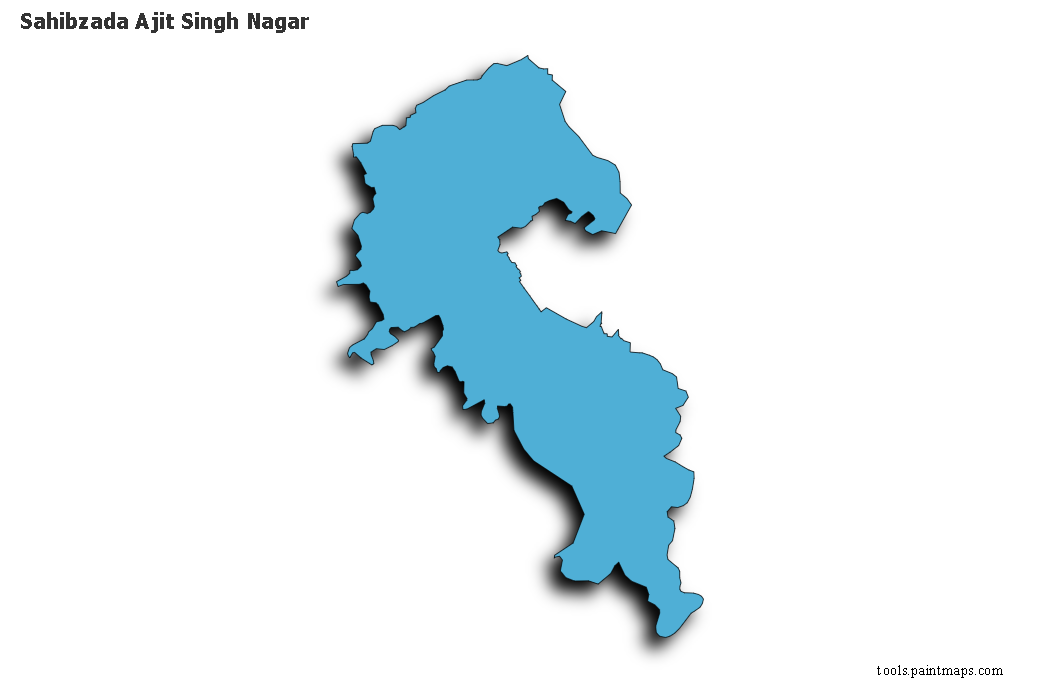 Rupnagar map with 3d shadow effect