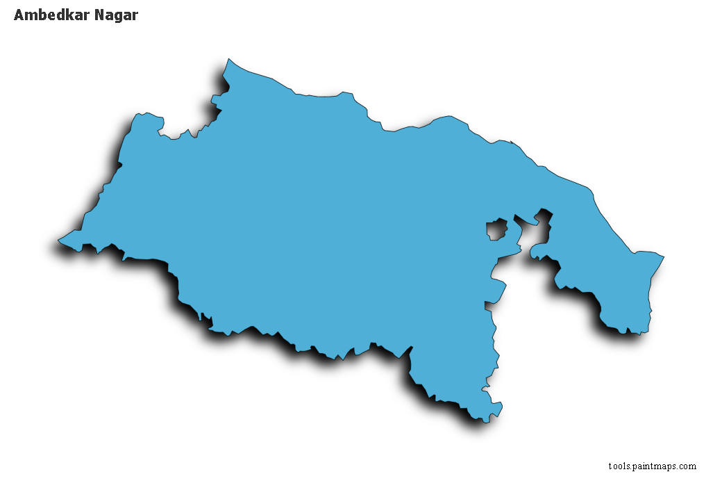 Mapa de Ambedkar Nagar con efecto de sombra 3D