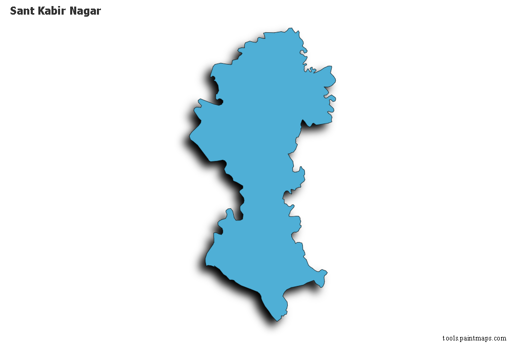 Mapa de Sant Kabir Nagar con efecto de sombra 3D