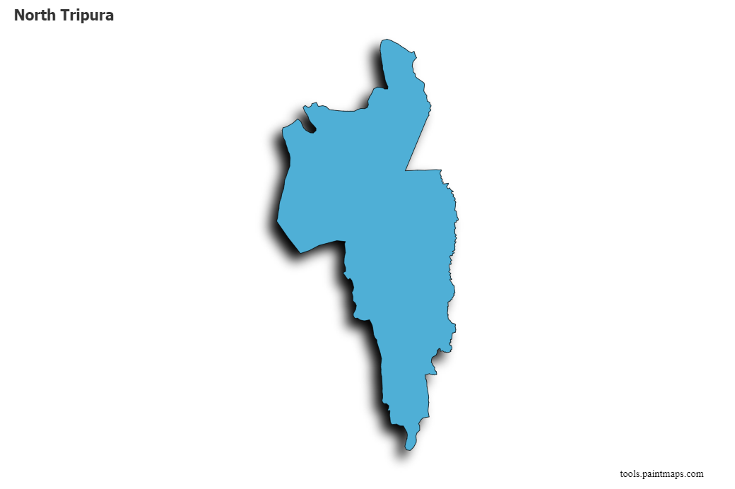 North Tripura map with 3d shadow effect