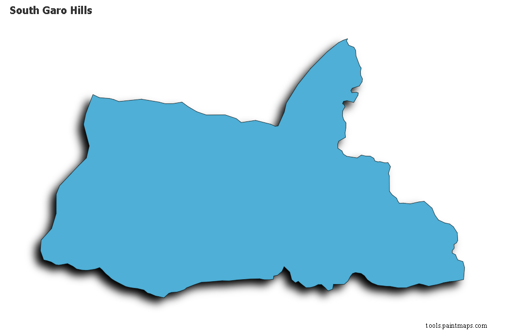 South Garo Hills map with 3d shadow effect