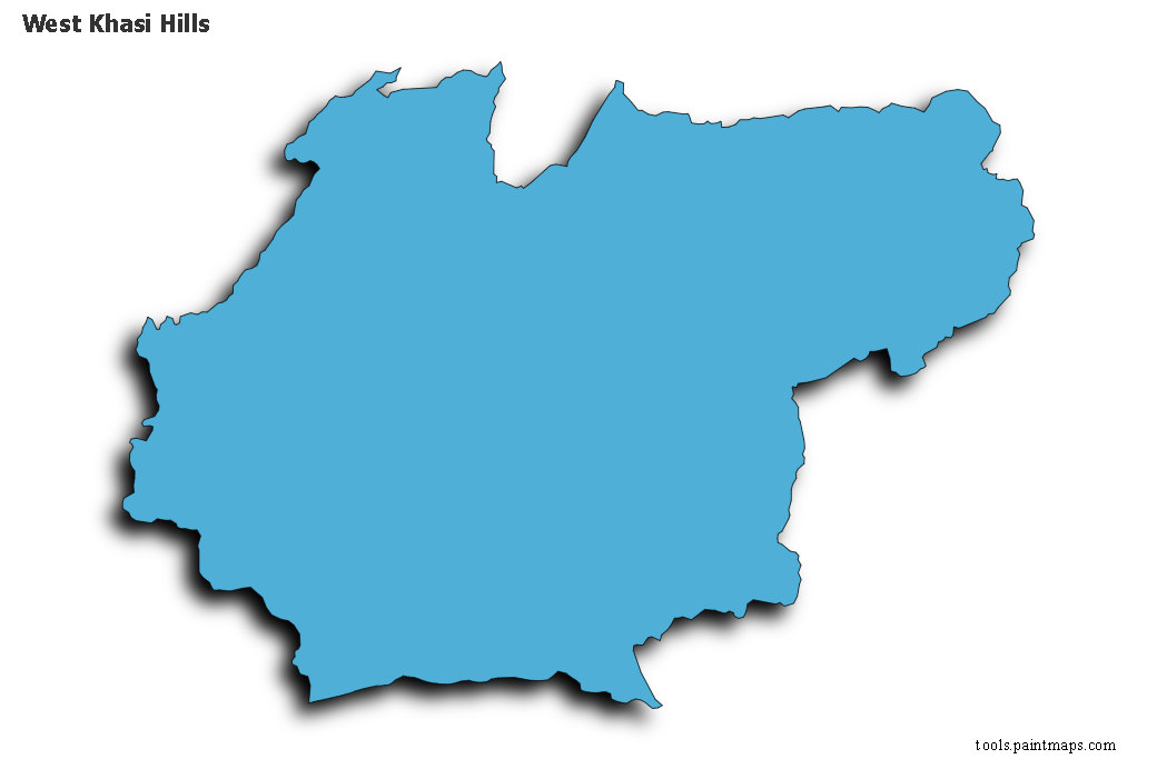 Mapa de West Khasi Hills con efecto de sombra 3D