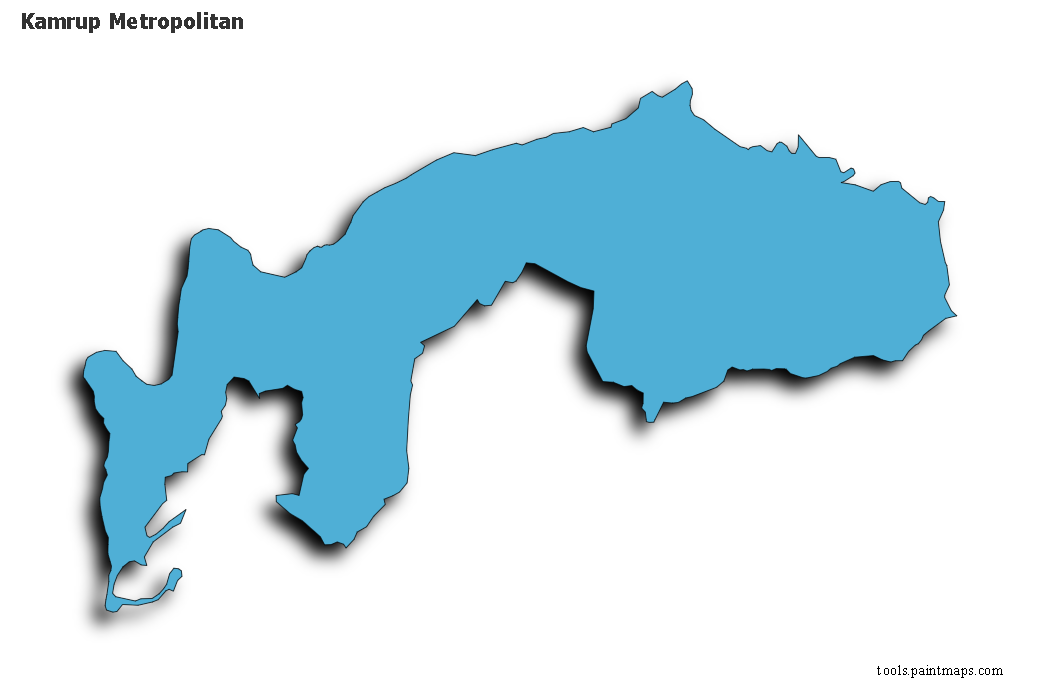 Mapa de Kamrup Metropolitan con efecto de sombra 3D