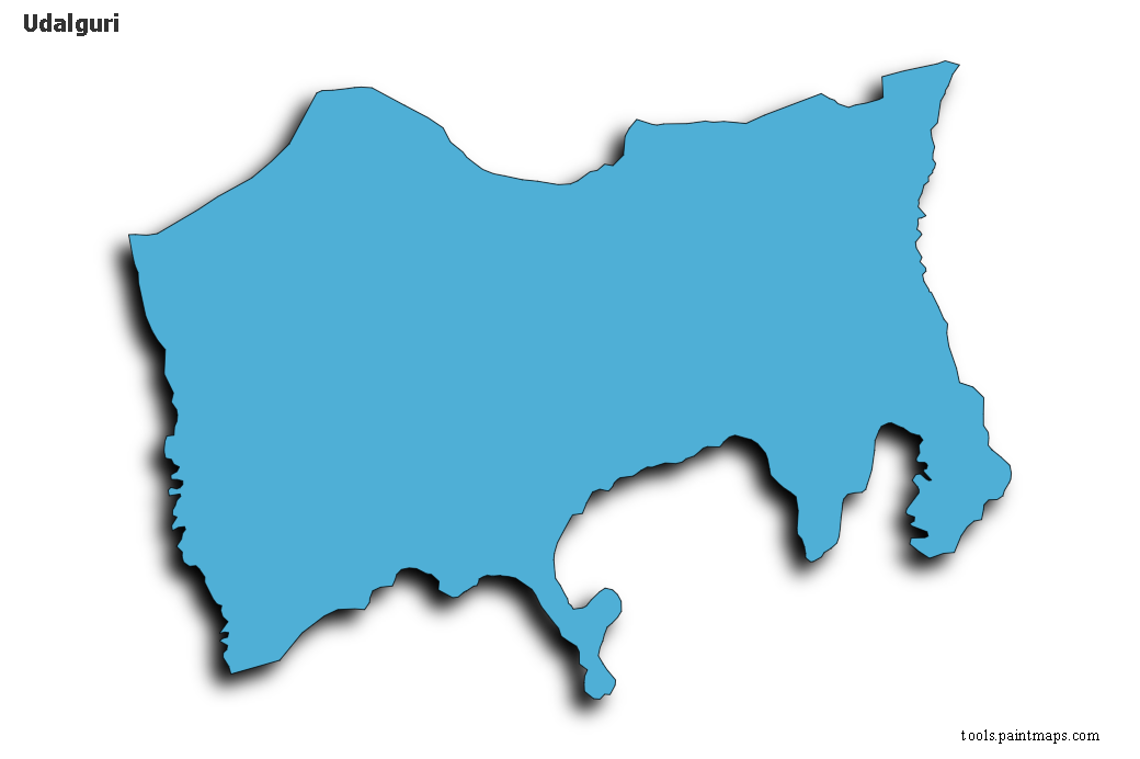 Mapa de Udalguri con efecto de sombra 3D